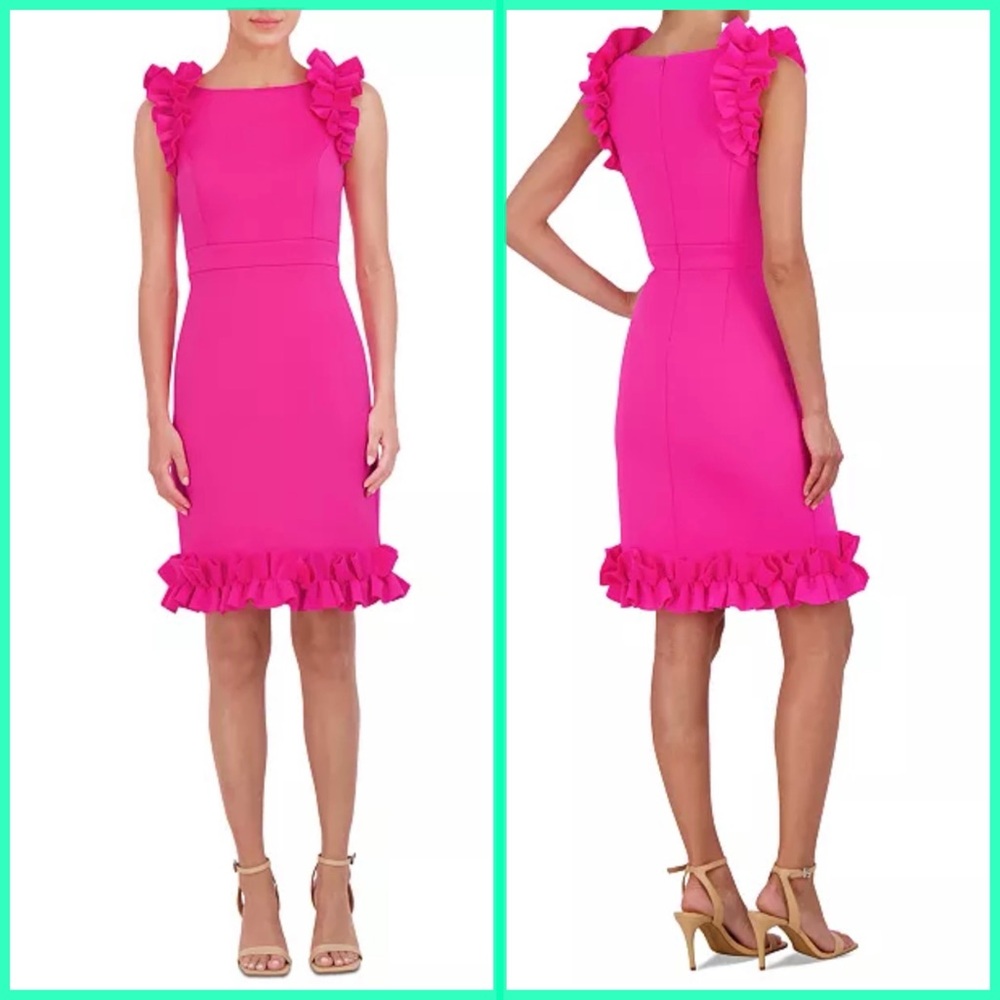 NWT Eliza J Hot Pink Ruffle Dress